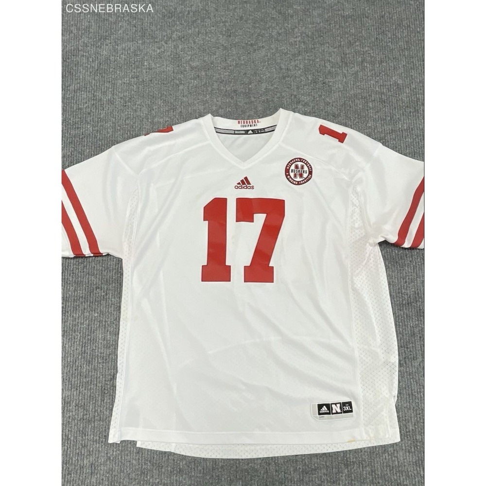 Adidas Nebraska Huskers Football Jersey 17 Mens White Away NCAA - Size 3XL